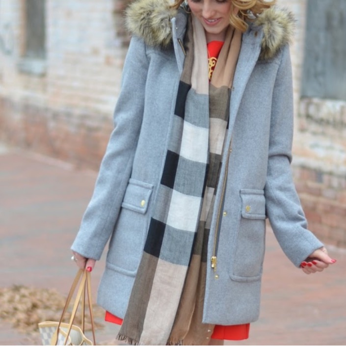 J. Crew Vail Wool-Blend Hooded Parka In Grey